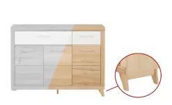 smart Sideboard Oslo | Kernbuche (Nachbildung), Kernbuche, Weiß