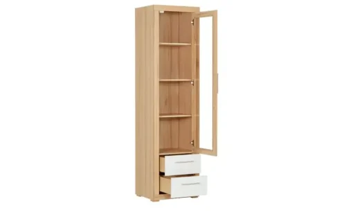 smart Vitrine Oslo | Kernbuche, Kernbuche (Nachbildung), Weiß