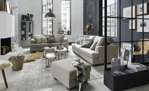 SOHO Hocker gestreift Franka | Sand | Möbel Höffner