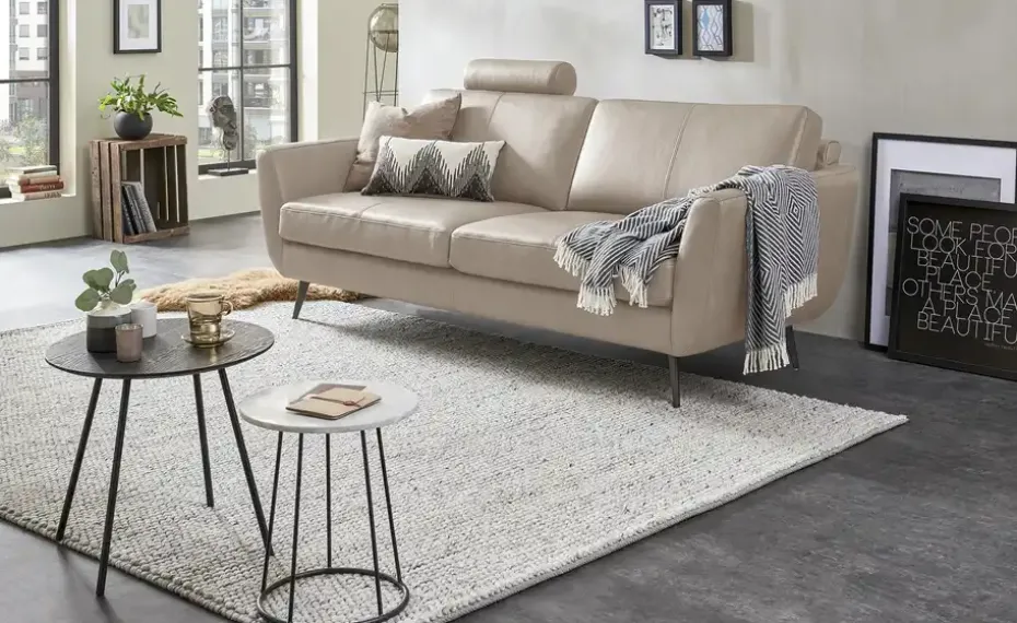 SOHO Ledersofa Smilla | 3, Taupe | Möbel Höffner