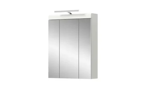 Spiegelschrank SCHLOONSEE, Breite 60cm, inkl. Beleuchtung, 3 Spiegeltüren, 9 Fächer in verschiedenen Farben erhältlich, Badmöbel, Spiegel, Badschrank, Bad Schloonsee | Weiß
