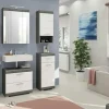Spiegelschrank SCHLOONSEE, Breite 60cm, inkl. Beleuchtung, 3 Spiegeltüren, 9 Fächer in verschiedenen Farben erhältlich, Badmöbel, Spiegel, Badschrank, Bad Schloonsee | Silbergrau