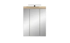 Spiegelschrank SCHLOONSEE, Breite 60cm, inkl. Beleuchtung, 3 Spiegeltüren, 9 Fächer in verschiedenen Farben erhältlich, Badmöbel, Spiegel, Badschrank, Bad Schloonsee | Eiche Sonoma (Nachbildung)