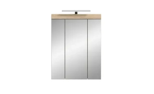 Spiegelschrank SCHLOONSEE, Breite 60cm, inkl. Beleuchtung, 3 Spiegeltüren, 9 Fächer in verschiedenen Farben erhältlich, Badmöbel, Spiegel, Badschrank, Bad Schloonsee | Eiche Sonoma (Nachbildung)