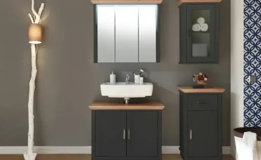 Spiegelschrank Varese | Graphit, Asteiche (Nachbildung)