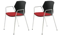 Stapelstuhl  2er Set MyPrimo | Rot, Sitzschale Anthrazit