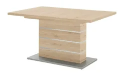 Säulentisch  ausziehbar Dekora | 120 cm, edelstahlfarben