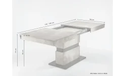 Säulentisch mit Auszug Matthew | 140 cm, Betonoptik