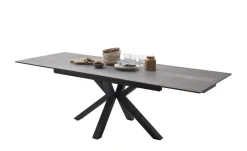 Säulentisch Nora | Holzoptik Barrique, Schwarz, matt, lackiert