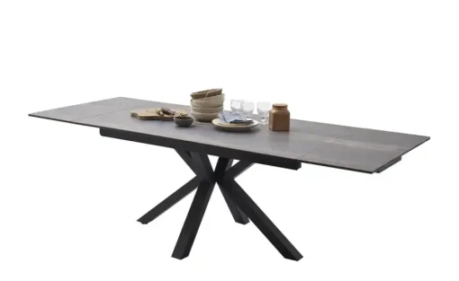 Säulentisch Nora | Holzoptik Barrique, Schwarz, matt, lackiert
