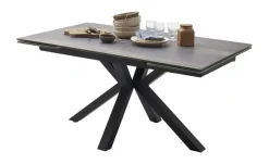 Säulentisch Nora | Holzoptik Barrique, Schwarz, matt, lackiert