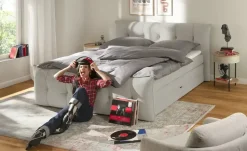 switch Boxspringbett mit Bettkasten Sofia | Grau, 140 cm