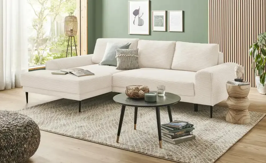 switch Ecksofa aus Cord Capitol | Weiß, links | Höffner
