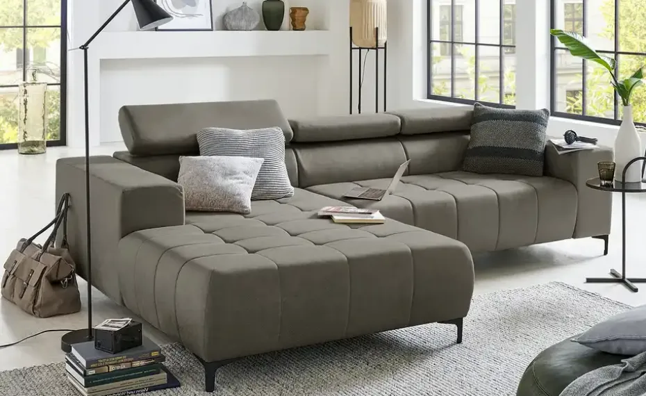 switch Ecksofa aus Mikrofaser Caro | Grau, links
