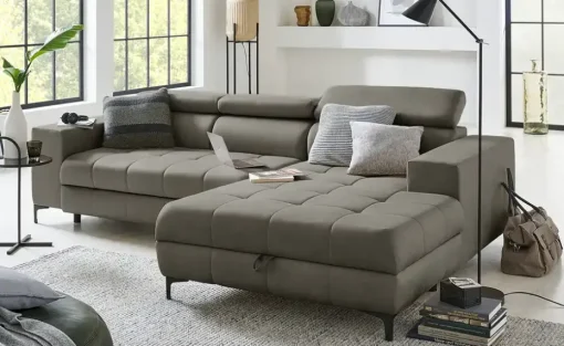 switch Ecksofa aus Mikrofaser Caro | Grau, rechts