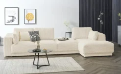 switch Ecksofa in modernem Breitcord Torrino | Creme, rechts