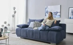 switch Schlafsofa mit Boxspringpolsterung Gala | Dunkelblau, Mikrofaser in Velours-Optik
