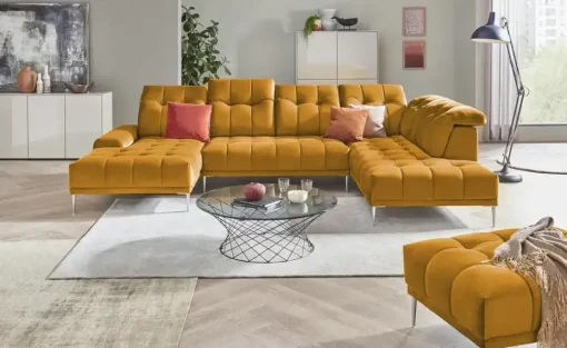 switch Wohnlandschaft aus Samt Grenada | Goldfarben, rechts