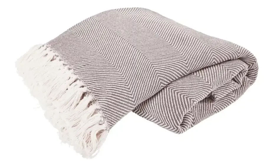 Tagesdecke mit Fransen | Taupe, 220 cm | Möbel Höffner