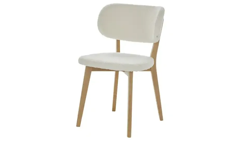 Teddy-Polsterstuhl aus Eiche Massivgestell Lasser | Creme