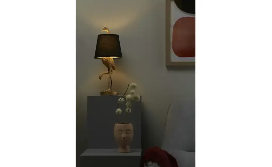 Tischleuchte, 1-flammig `Flamingo`schwarz/goldfarbig