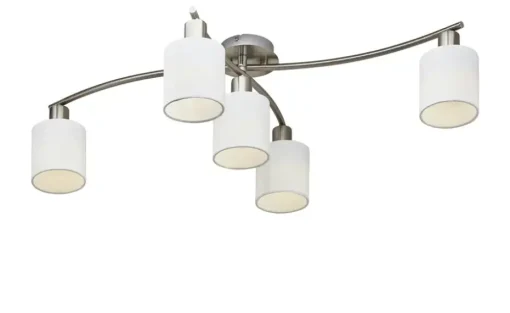 Trio Deckenleuchte, 5-flammig Stoffschirme weiß | Weiß