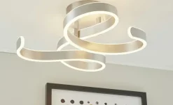 Trio LED-Deckenleuchte, 1-flammig, alufarben, geschwungen
