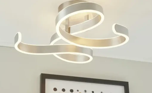 Trio LED-Deckenleuchte, 1-flammig, alufarben, geschwungen