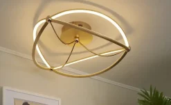 Trio LED-Deckenleuchte, messing-matt, geschwungen ´groß´ | messingfarben, matt