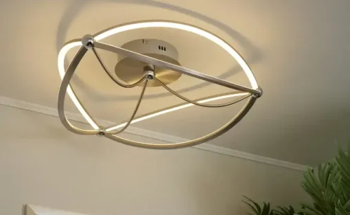 Trio LED-Deckenleuchte, Nickel-matt, geschwungen | silberfarben, matt