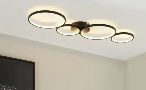 Trio LED-Deckenleuchte, schwarz `Ringe´ | Möbel Höffner