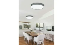 Trio LED-Deckenleuchte, Stoffschirm grau `klein`