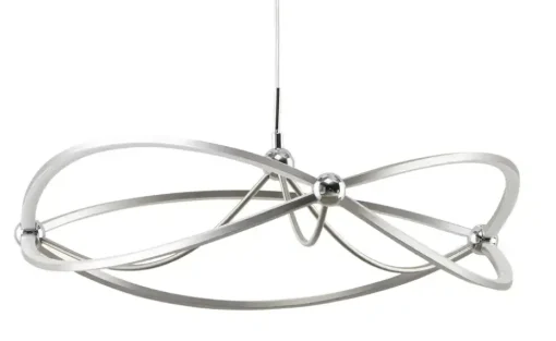 Trio LED-Pendelleuchte Nickel-matt geschwungen | silberfarben, Weiß, matt