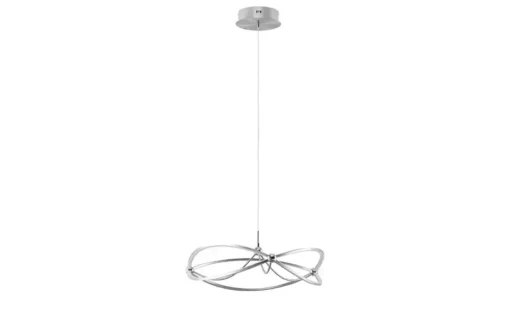 Trio LED-Pendelleuchte Nickel-matt geschwungen | silberfarben, Weiß, matt