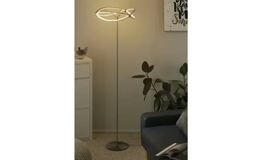 Trio LED-Stehleuchte, Nickel-matt, geschwungen | silberfarben, matt
