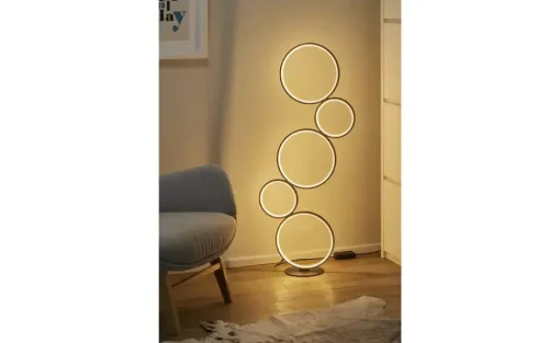 Trio LED-Stehleuchte, Schwarz, Kreise | Möbel Höffner