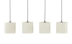 Trio Pendelleuchte, 4-flammig, Pinienholz/ Stoffschirm