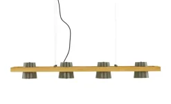 Trio Pendelleuchte, 4-flammig, Nickel antik mit Pinienholz