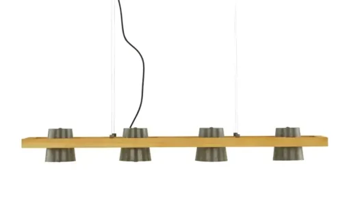 Trio Pendelleuchte, 4-flammig, Nickel antik mit Pinienholz
