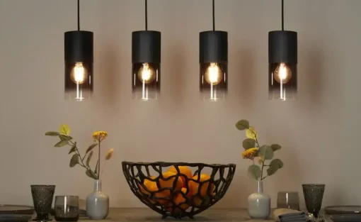 Trio Pendelleuchte, 4-flammig, Rauchglas schwarz | 4