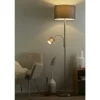Trio Stehleuchte, 2-flammig, nickel matt, Stoffschirm grau | Grau
