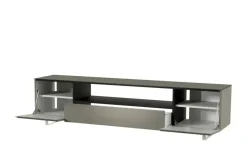 TV Board Nicolo Phono | Grau, matt, Kufen/ Alufarben