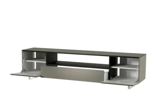 TV Board Nicolo Phono | Grau, matt, Kufen/ Alufarben