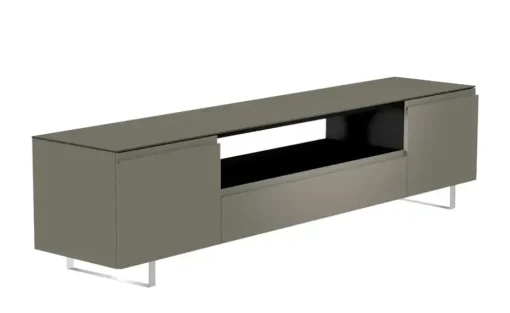 TV Board Nicolo Phono | Grau, matt, Kufen/ Alufarben
