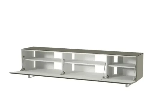 TV Board Nicolo Phono | Grau, matt, Kufen/ Alufarben