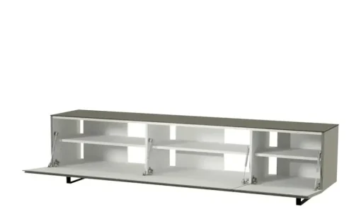 TV Board Nicolo Phono | Grau, matt, Kufen/ Schwarz
