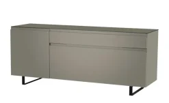 TV Board Nicolo Phono | Grau, matt, Kufen/ Schwarz
