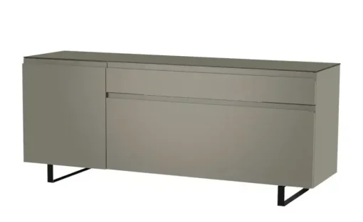 TV Board Nicolo Phono | Grau, matt, Kufen/ Schwarz