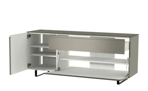 TV Board Nicolo Phono | Grau, matt, Kufen/ Schwarz