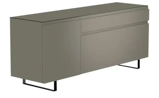 TV Board Nicolo Phono | Grau, matt, Kufen/ Schwarz